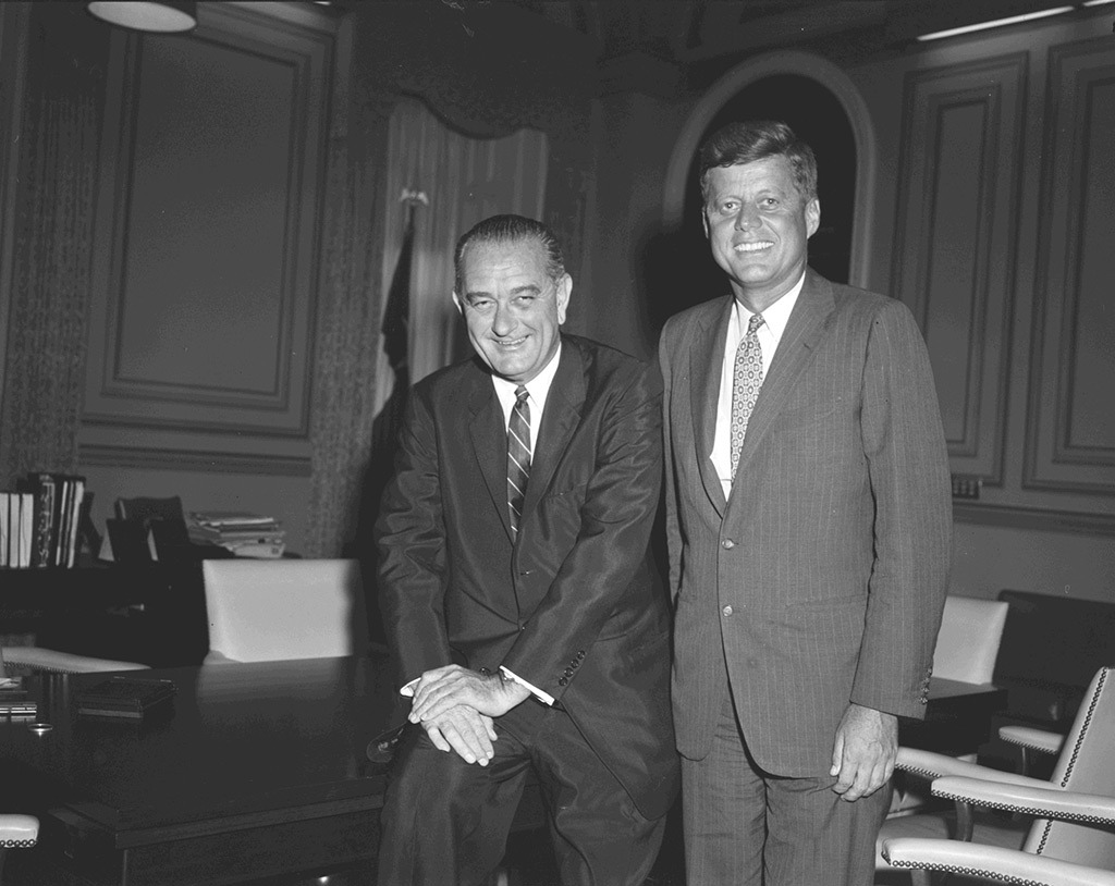President John F Kennedy with Vice President Lyndon B Johnson